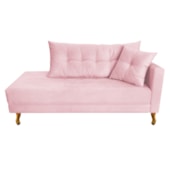 Recamier Azura 160cm com Almofada Lado Esquerdo Suede Rosa Bebê - Amarena Móveis