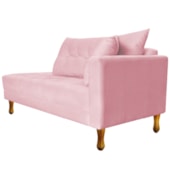 Recamier Azura 160cm com Almofada Lado Esquerdo Suede Rosa Bebê - Amarena Móveis