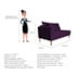 Recamier Azura 160cm com Almofada Lado Esquerdo Suede Roxo - Amarena Móveis