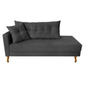 Recamier Azura 185cm com Almofada Lado Direito Linho Chumbo - Amarena Móveis