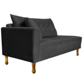 Recamier Azura 185cm com Almofada Lado Direito Linho Chumbo - Amarena Móveis
