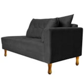 Recamier Azura 185cm com Almofada Lado Esquerdo Linho Chumbo - Amarena Móveis
