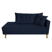 Recamier Azura 185cm com Almofada Lado Esquerdo Suede Azul Marinho - Amarena Móveis