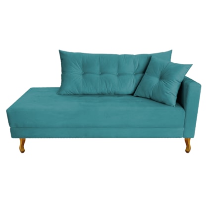 Recamier Azura 185cm com Almofada Lado Esquerdo Suede Azul Turquesa - Amarena Móveis