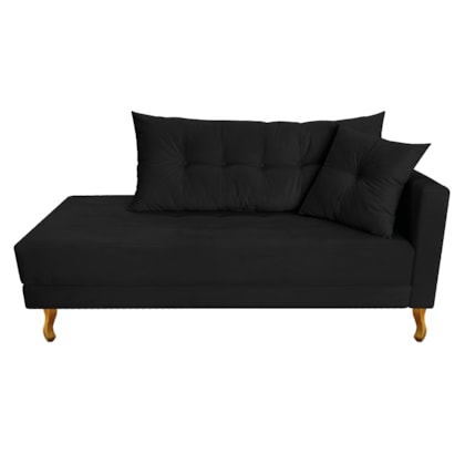 Recamier Azura 185cm com Almofada Lado Esquerdo Suede Preto - Amarena Móveis