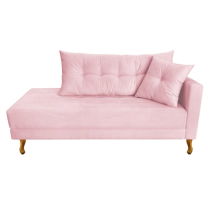Recamier Azura 185cm com Almofada Lado Esquerdo Suede Rosa Bebê - Amarena Móveis