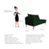 Recamier Azura 185cm com Almofada Lado Esquerdo Suede Verde - Amarena Móveis
