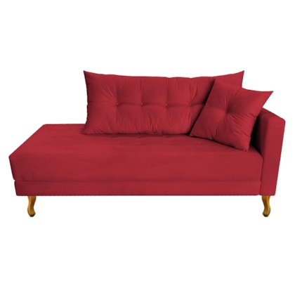 Recamier Azura 185cm com Almofada Lado Esquerdo Suede Vermelho - Amarena Móveis