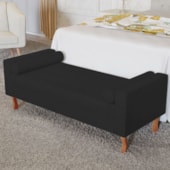 Recamier Divã Baú Félix 120 cm Estofado Luiz XV Sofá Corano Preto Para Sala de Estar Consultório Quarto Recepção Escritório - AM Decor