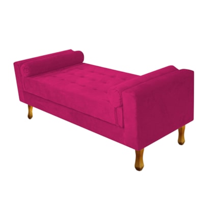 Recamier Divã Baú Félix 140 cm Estofado Luiz XV Sofá Suede Pink - AM Decor