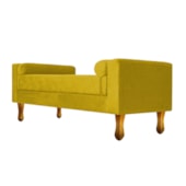 Recamier Divã Félix Baú 100 cm Estofado Luiz XV Sofá Suede Amarelo Para Sala de Estar Consultório Quarto Recepção Escritório - AM Decor