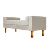 Recamier Divã Félix Baú 100 cm Estofado Luiz XV Sofá Suede Bege Para Sala de Estar Consultório Quarto Recepção Escritório - AM Decor