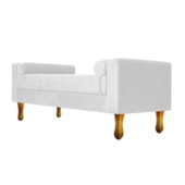 Recamier Divã Félix Baú 100 cm Estofado Luiz XV Sofá Suede Branco Para Sala de Estar Consultório Quarto Recepção Escritório - AM Decor