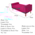 Recamier Divã Félix Baú 100 cm Estofado Luiz XV Sofá Suede Pink Para Sala de Estar Consultório Quarto Recepção Escritório - AM Decor