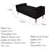 Recamier Divã Félix Baú 100 cm Estofado Luiz XV Sofá Suede Preto Para Sala de Estar Consultório Quarto Recepção Escritório - AM Decor