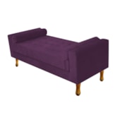 Recamier Divã Félix Baú 100 cm Estofado Luiz XV Sofá Suede Roxo Para Sala de Estar Consultório Quarto Recepção Escritório - AM Decor