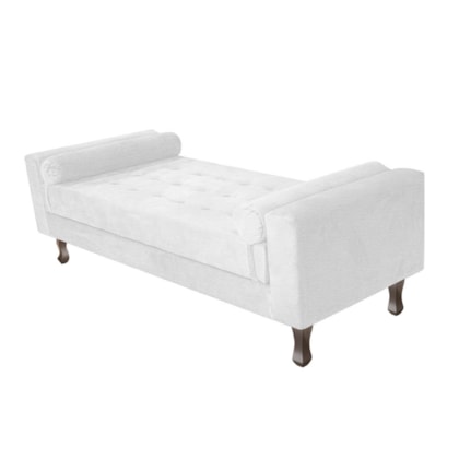 Recamier Divã Félix Baú 120 cm Estofado Luiz XV Sofá Corano Branco Para Sala de Estar Consultório Quarto Recepção Escritório - AM Decor