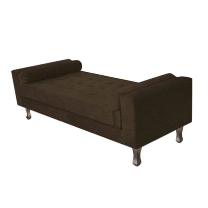 Recamier Divã Félix Baú 120 cm Estofado Luiz XV Sofá Corano Marrom Para Sala de Estar Consultório Quarto Recepção Escritório - AM Decor