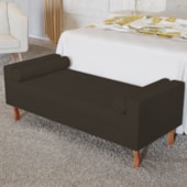 Recamier Divã Félix Baú 120 cm Estofado Luiz XV Sofá Corano Marrom Para Sala de Estar Consultório Quarto Recepção Escritório - AM Decor