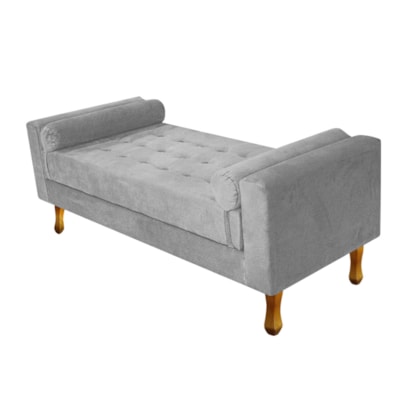 Recamier Divã Félix Baú 120 cm Estofado Luiz XV Sofá Suede Cinza Para Sala de Estar Consultório Quarto Recepção Escritório - AM Decor