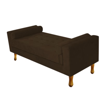 Recamier Divã Félix Baú 120 cm Estofado Luiz XV Sofá Suede Marrom Para Sala de Estar Consultório Quarto Recepção Escritório - AM Decor