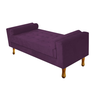 Recamier Divã Félix Baú 120 cm Estofado Luiz XV Sofá Suede Roxo Para Sala de Estar Consultório Quarto Recepção Escritório - AM Decor