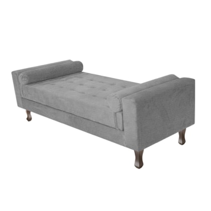 Recamier Divã Félix Baú 140 cm Estofado Luiz XV Sofá Corano Cinza Para Sala de Estar Consultório Quarto Recepção Escritório - AM Decor