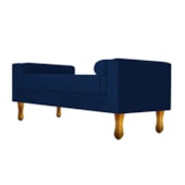 Recamier Divã Félix Baú 140 cm Estofado Luiz XV Sofá Suede Azul Marinho Para Sala de Estar Consultório Quarto Recepção Escritório - Am Decor