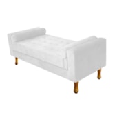 Recamier Divã Félix Baú 140 cm Estofado Luiz XV Sofá Suede Branco Para Sala de Estar Consultório Quarto Recepção Escritório - AM Decor