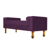 Recamier Divã Félix Baú 140 cm Estofado Luiz XV Sofá Suede Roxo Para Sala de Estar Consultório Quarto Recepção Escritório - AM Decor