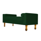 Recamier Divã Félix Baú 140 cm Estofado Luiz XV Sofá Suede Verde Para Sala de Estar Consultório Quarto Recepção Escritório - AM Decor