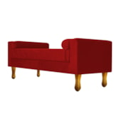 Recamier Divã Félix Baú 140 cm Estofado Luiz XV Sofá Suede Vermelho Para Sala de Estar Consultório Quarto Recepção Escritório - AM Decor