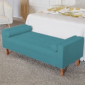 Recamier Divã Félix Baú 160 cm Estofado Luiz XV Sofá Suede Azul Turquesa Sala de Estar Consultório Quarto Recepção Escritório - AM Decor