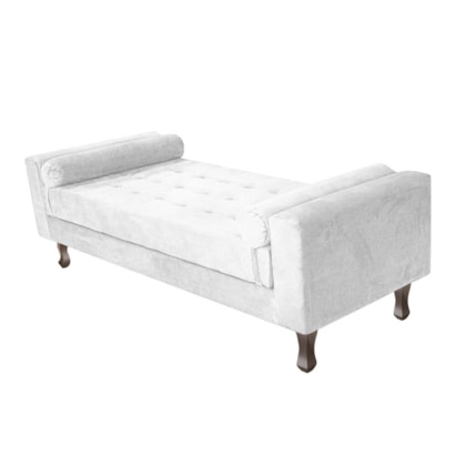 Recamier Divã Félix Baú 160 cm Estofado Luiz XV Sofá Suede Branco Para Sala de Estar Consultório Quarto Recepção Escritório - AM Decor