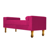 Recamier Divã Félix Baú 160 cm Estofado Luiz XV Sofá Suede Pink Para Sala de Estar Consultório Quarto Recepção Escritório - AM Decor