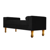 Recamier Divã Félix Baú 160 cm Estofado Luiz XV Sofá Suede Preto Para Sala de Estar Consultório Quarto Recepção Escritório - AM Decor