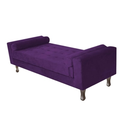 Recamier Divã Félix Baú 160 cm Estofado Luiz XV Sofá Suede Roxo Para Sala de Estar Consultório Quarto Recepção Escritório - AM Decor