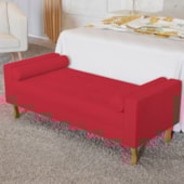Recamier Divã Félix Baú 160 cm Estofado Luiz XV Sofá Suede Vermelho Para Sala de Estar Consultório Quarto Recepção Escritório - AM Decor