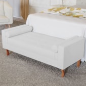 Recamier Divã Félix Baú 195 cm Estofado Luiz XV Sofá Corano Branco Para Sala de Estar Consultório Quarto Recepção Escritório - AM Decor