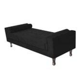 Recamier Divã Félix Baú 195 cm Estofado Luiz XV Sofá Corano Preto Para Sala de Estar Consultório Quarto Recepção Escritório - AM Decor