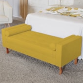 Recamier Divã Félix Baú 195 cm Estofado Luiz XV Sofá Suede Amarelo Para Sala de Estar Consultório Quarto Recepção Escritório - AM Decor