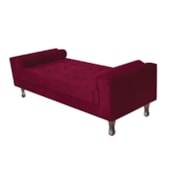 Recamier Divã Félix Baú 195 cm Estofado Luiz XV Sofá Suede Bordô Para Sala de Estar Consultório Quarto Recepção Escritório - AM Decor