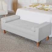 Recamier Divã Félix Baú 195 cm Estofado Luiz XV Sofá Suede Branco Para Sala de Estar Consultório Quarto Recepção Escritório - AM Decor