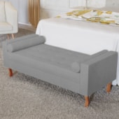 Recamier Divã Félix Baú 195 cm Estofado Luiz XV Sofá Suede Cinza Para Sala de Estar Consultório Quarto Recepção Escritório - AM Decor