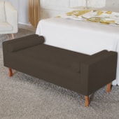 Recamier Divã Félix Baú 195 cm Estofado Luiz XV Sofá Suede Marrom Para Sala de Estar Consultório Quarto Recepção Escritório - AM Decor