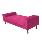 Recamier Divã Félix Baú 195 cm Estofado Luiz XV Sofá Suede Pink Para Sala de Estar Consultório Quarto Recepção Escritório - AM Decor