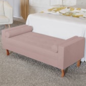 Recamier Divã Félix Baú 195 cm Estofado Luiz XV Sofá Suede Rosê Para Sala de Estar Consultório Quarto Recepção Escritório - AM Decor