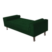 Recamier Divã Félix Baú 195 cm Estofado Luiz XV Sofá Suede Verde Para Sala de Estar Consultório Quarto Recepção Escritório - AM Decor