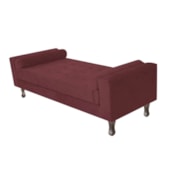 Recamier Divã Félix Baú 90 cm Estofado Luiz XV Sofá Corano Bordô Para Sala de Estar Consultório Quarto Recepção Escritório - AM Decor