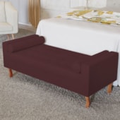 Recamier Divã Félix Baú 90 cm Estofado Luiz XV Sofá Corano Bordô Para Sala de Estar Consultório Quarto Recepção Escritório - AM Decor